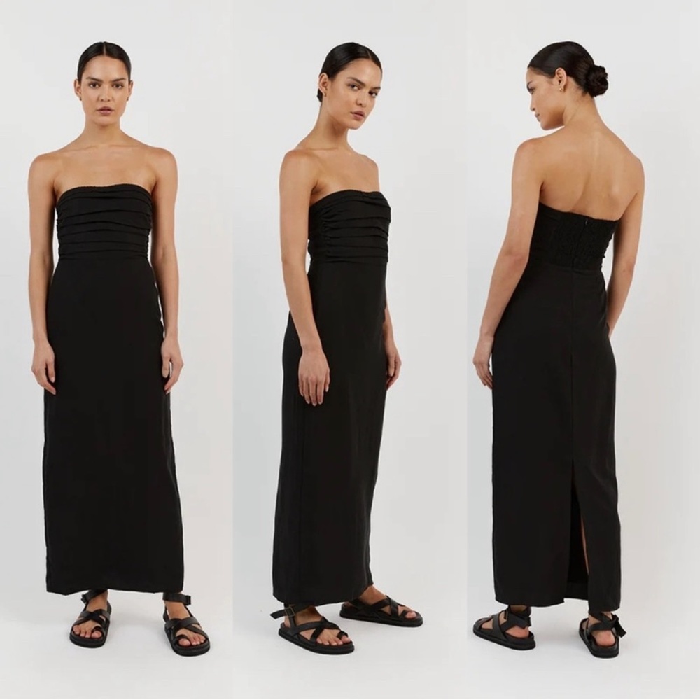 NWT DISSH Shelby Black Strapless Midi Dress